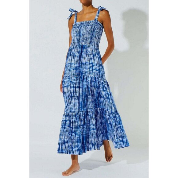 Solid & Striped Shibori Print Dress Indigo Size Medium Linen - Picture 1 of 7